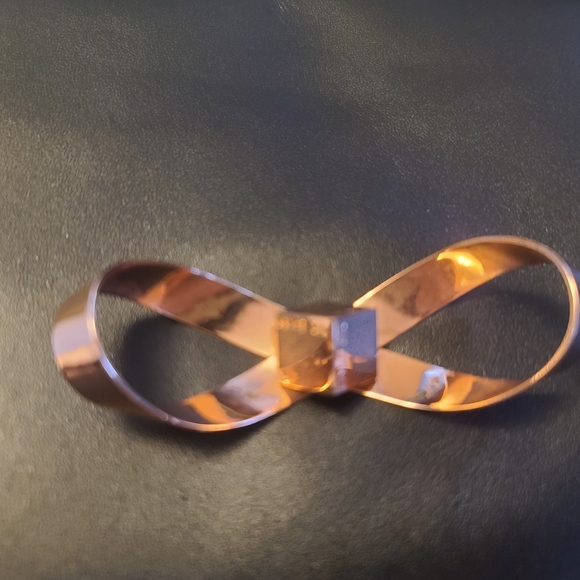 Womens Black Leather Crossbody Bag with Rose Gold Bow Accent - Picture 2 of 6